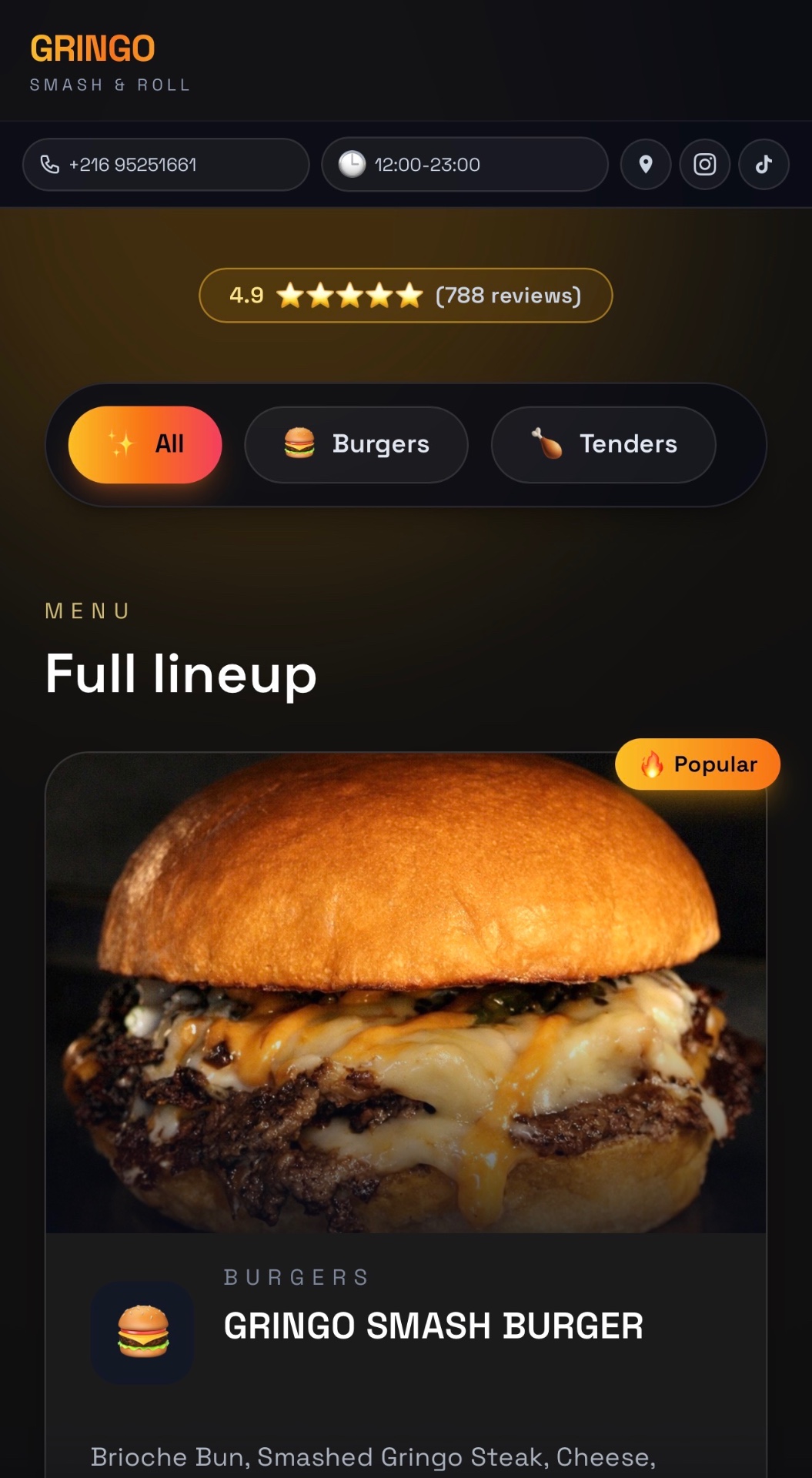 Gringo Menu — Site web menu digital restaurant
